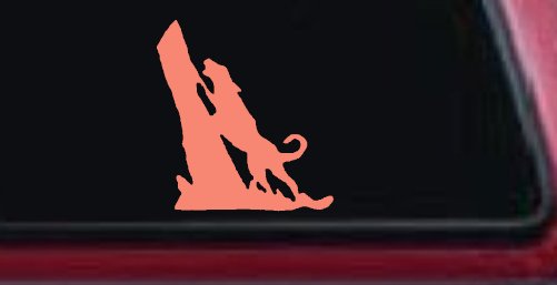 Dog Barking up Tree Hunting Car or Truck Window Decal Sticker (Coral)