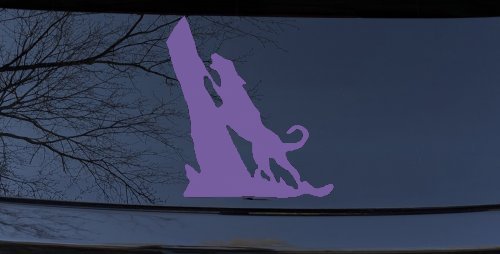 Dog Barking up Tree Hunting Car or Truck Window Decal Sticker (Purple)