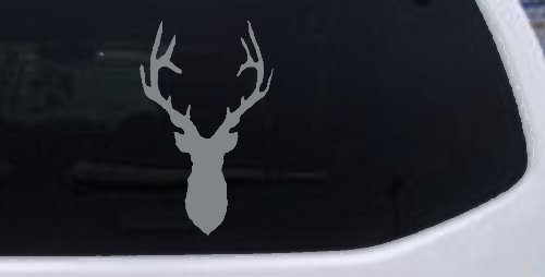 Deer Head Hunting Car or Truck Window Decal Sticker (Telegrey)