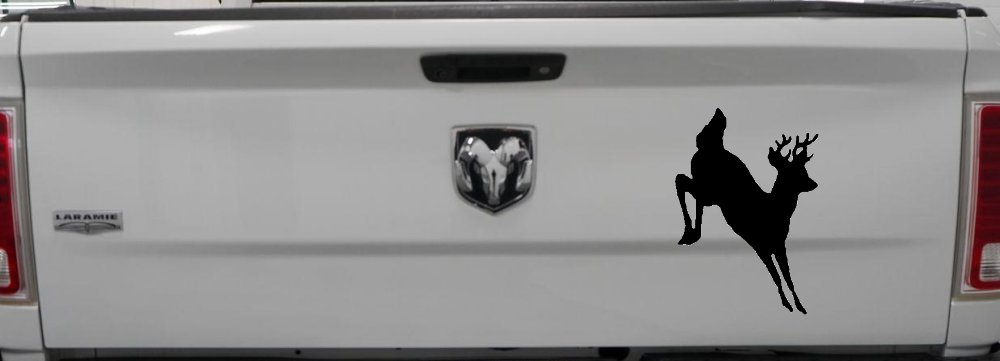 Deer Jumping Hunting Car or Truck Window Vinyl Decal Sticker (Black)