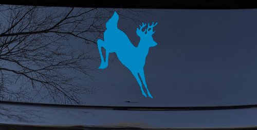 Deer Jumping Hunting Car or Truck Window Decal Sticker (Blue)