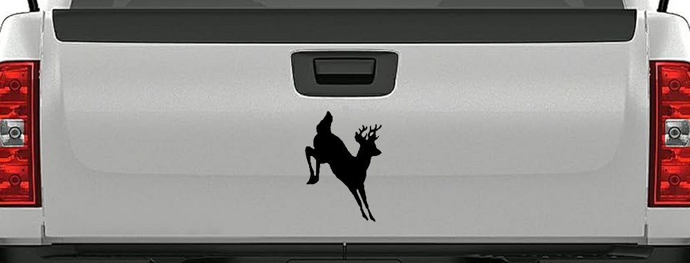 Deer Jumping Hunting Car or Truck Window Decal Sticker (Matte Black)