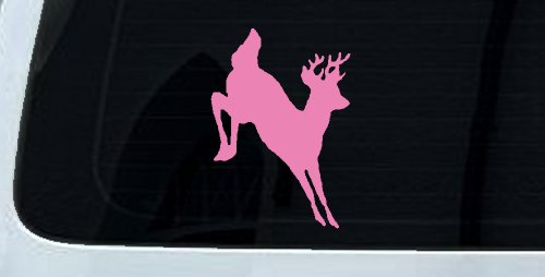 Deer Jumping Hunting Car or Truck Window Decal Sticker (Pink)