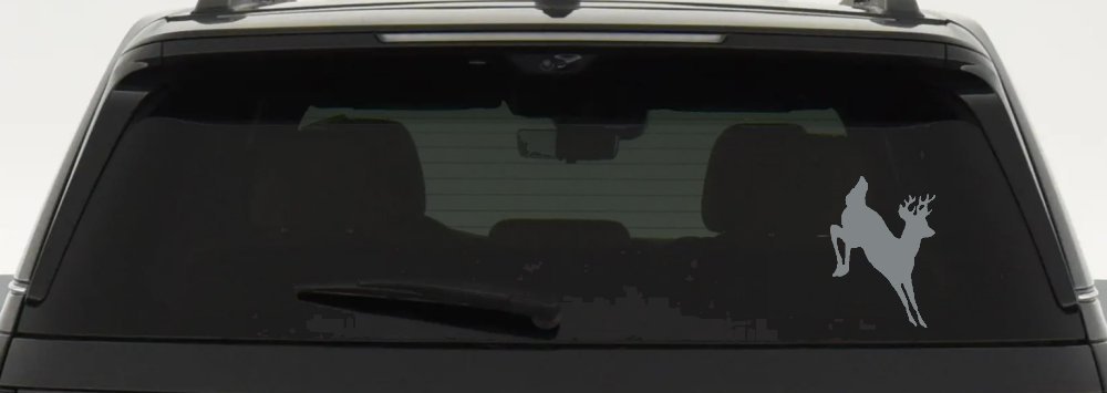 Deer Jumping Hunting Car or Truck Window Decal Sticker (Telegrey)