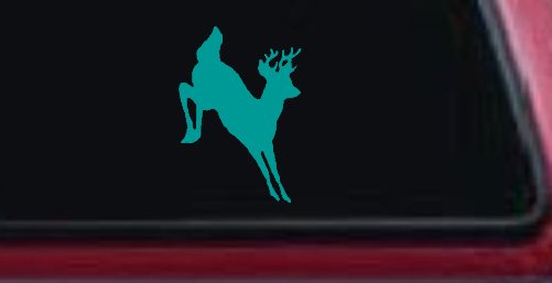 Deer Jumping Hunting Car or Truck Window Decal Sticker (Turquoise)