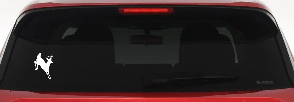 Deer Jumping Hunting Car or Truck Window Vinyl Decal Sticker (White)