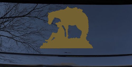 Cowboy and Horse Western Farm and Rodeo Car or Truck Window Decal Sticker (Gold)