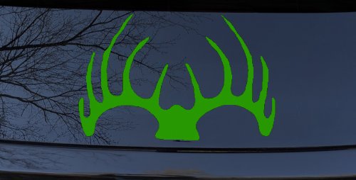 Deer Horns Hunting Car or Truck Window Decal Sticker (Lime)