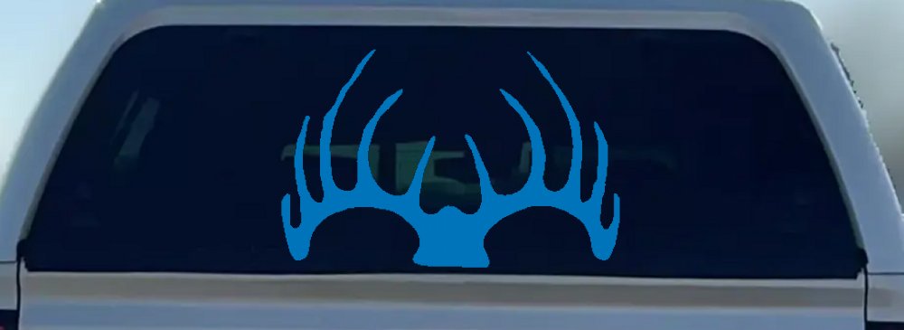 Deer Horns Hunting Car or Truck Window Decal Sticker (Sky Blue)