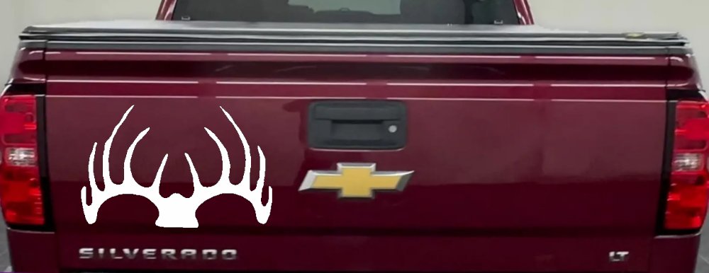 Deer Horns Hunting Car or Truck Window Decal Sticker (White)