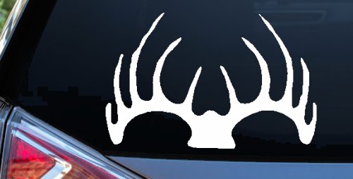 Deer Horns Hunting Car or Truck Window Decal Sticker (White)