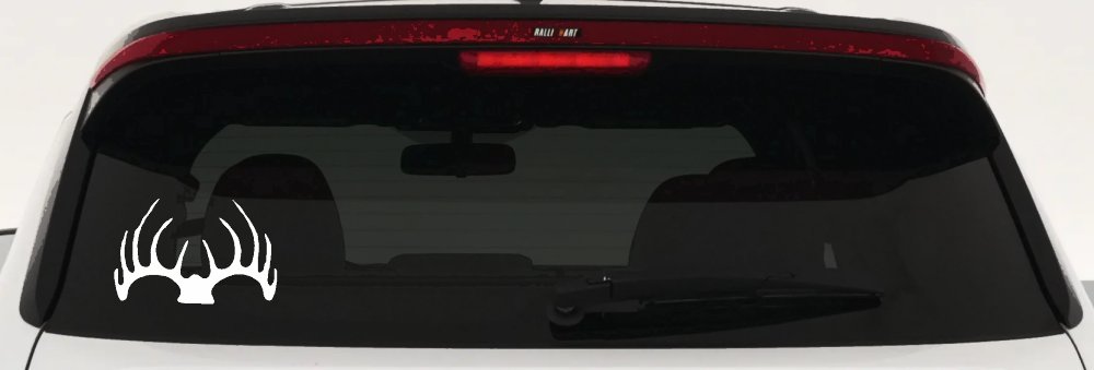 Deer Horns Hunting Car or Truck Window Decal Sticker (White)