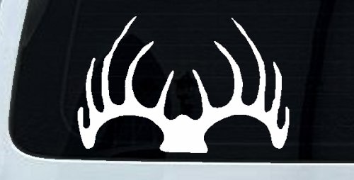Deer Horns Hunting Car or Truck Window Decal Sticker (White)