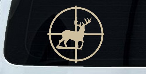 Deer in Scope Hunting Car or Truck Window Decal Sticker (Desert Sand)