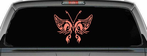 Tribal Butterfly Butterflies Car or Truck Window Vinyl Decal Sticker (Coral)