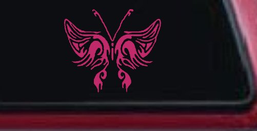 Tribal Butterfly Butterflies Car or Truck Window Decal Sticker (Hot Pink)