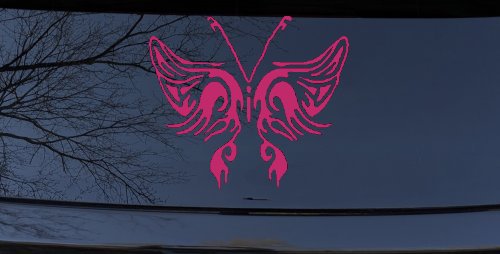 Tribal Butterfly Butterflies Car or Truck Window Decal Sticker (Hot Pink)