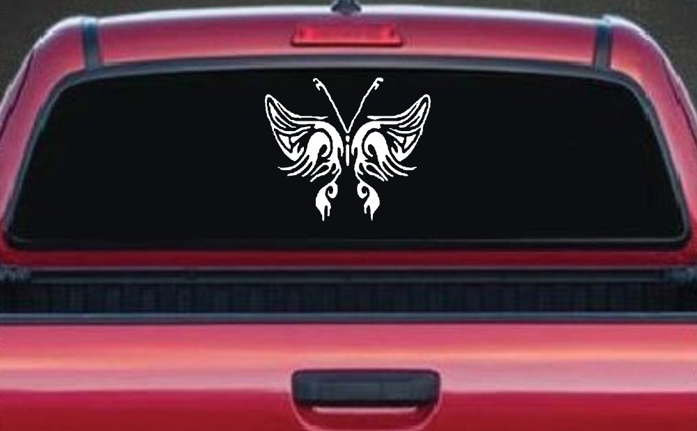 Tribal Butterfly Butterflies Car or Truck Window Decal Sticker (White)