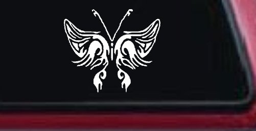 Tribal Butterfly Butterflies Car or Truck Window Decal Sticker (White)