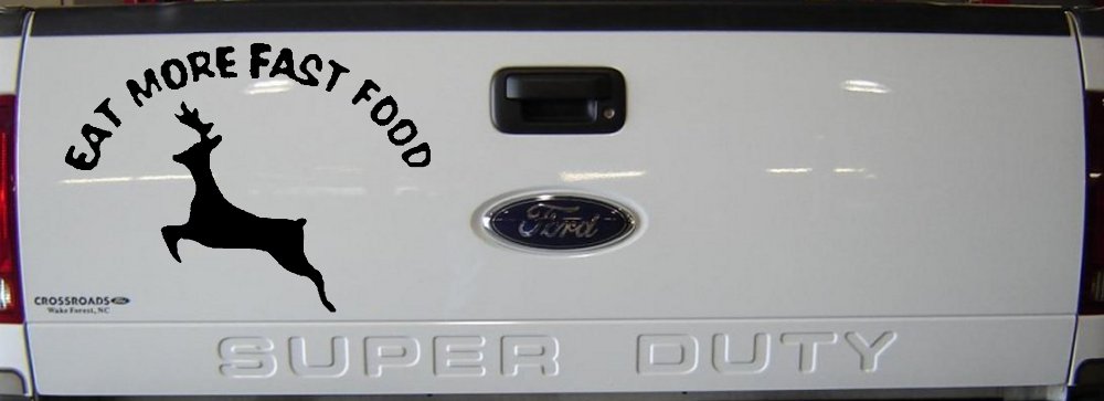 Eat More Fast Food Deer Hunting Car or Truck Window Decal Sticker (Black)