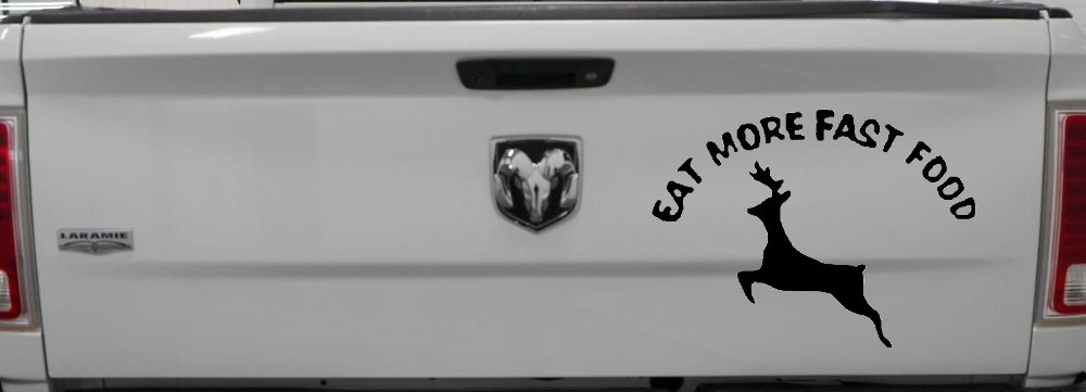 Eat More Fast Food Deer Hunting Car or Truck Window Decal Sticker (Black)