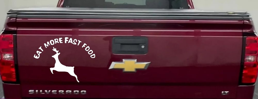 Eat More Fast Food Deer Hunting Car or Truck Window Decal Sticker (White)