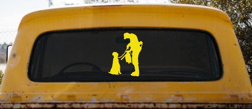 Foul Duck Bird Hunter with Dog Hunting Car or Truck Window Vinyl Decal Sticker (Yellow)