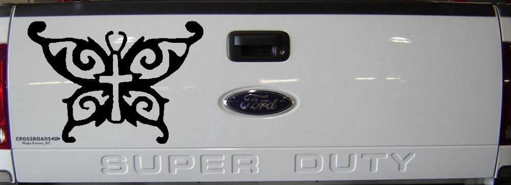 Butterfly Wings with Cross Body Christian Car or Truck Window Decal Sticker