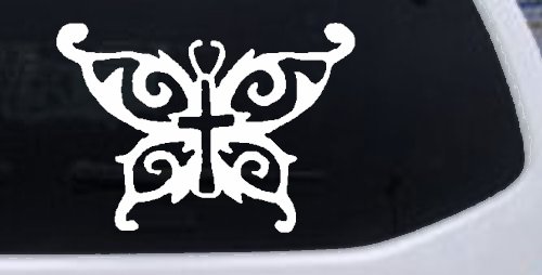 Butterfly Wings with Cross Body Christian Car or Truck Window Decal Sticker