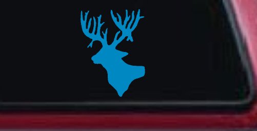 Deer Head Hunting Car or Truck Window Vinyl Decal Sticker (Blue)