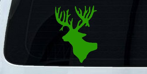Deer Head Hunting Car or Truck Window Decal Sticker (Lime)