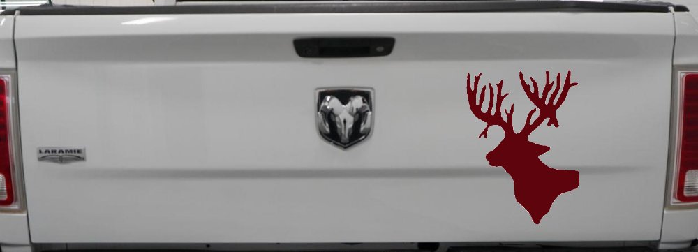 Deer Head Hunting Car or Truck Window Decal Sticker (Purple Red)