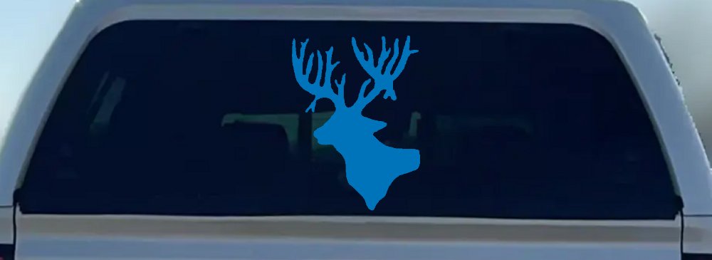 Deer Head Hunting Car or Truck Window Decal Sticker (Sky Blue)