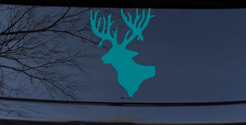 Deer Head Hunting Car or Truck Window Vinyl Decal Sticker (Turquoise Blue)