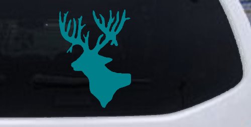 Deer Head Hunting Car or Truck Window Decal Sticker (Turquoise Blue)
