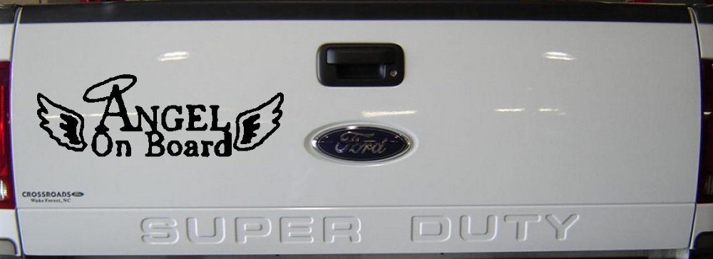 Angel on Board With Halo and Wings Christian Car or Truck Window Decal Sticker (Black)