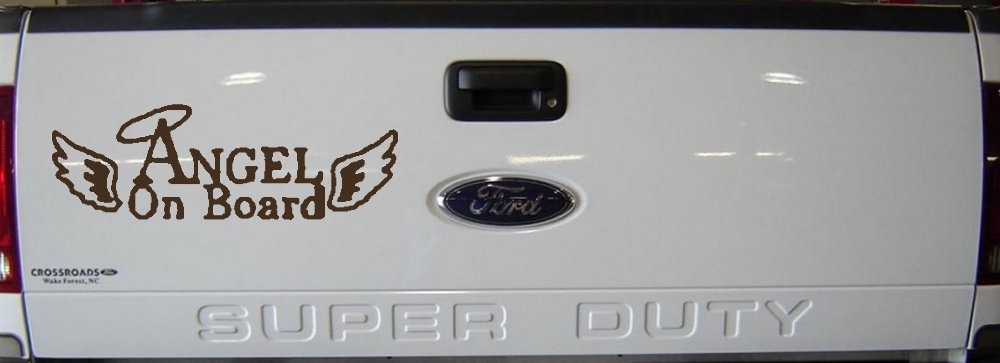 Angel on Board With Halo and Wings Christian Car or Truck Window Decal Sticker (Brown)