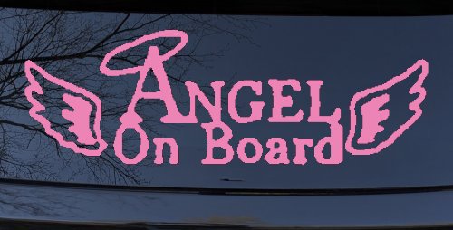 Angel on Board With Halo and Wings Christian Car or Truck Window Decal Sticker (Pink)