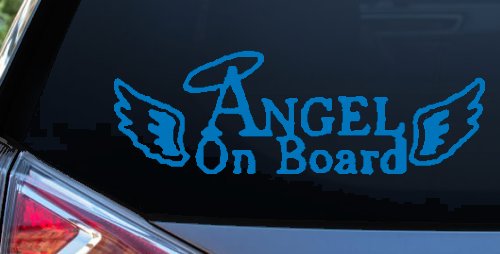Angel on Board With Halo and Wings Christian Car or Truck Window Decal Sticker (Sky Blue)