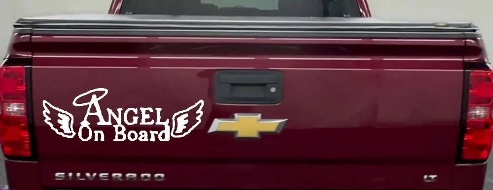 Angel on Board With Halo and Wings Christian Car or Truck Window Decal Sticker (White)