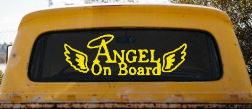 Angel on Board With Halo and Wings Christian Car or Truck Window Decal Sticker (Yellow)