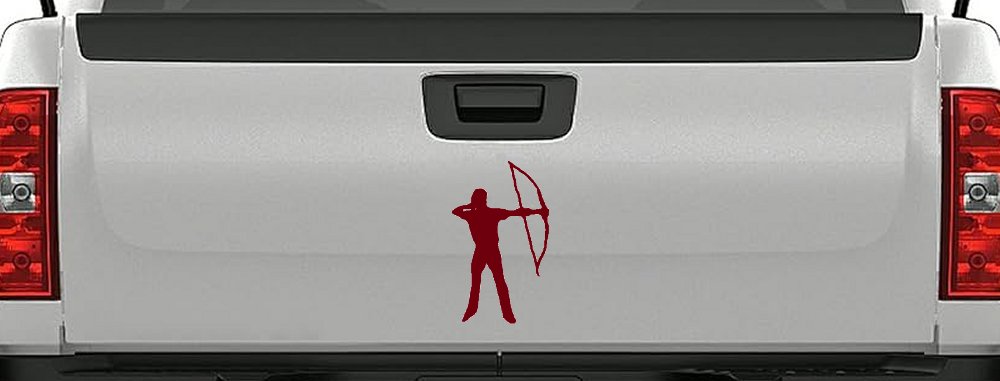 Bow Hunter Hunting Car or Truck Window Decal Sticker (Burgundy)