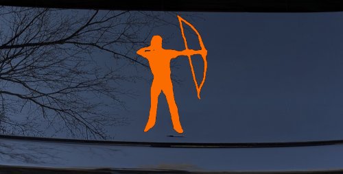 Bow Hunter Hunting Car or Truck Window Decal Sticker (Orange)