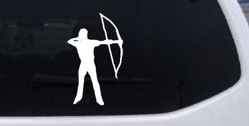 Bow Hunter Hunting Car or Truck Window Decal Sticker (White)