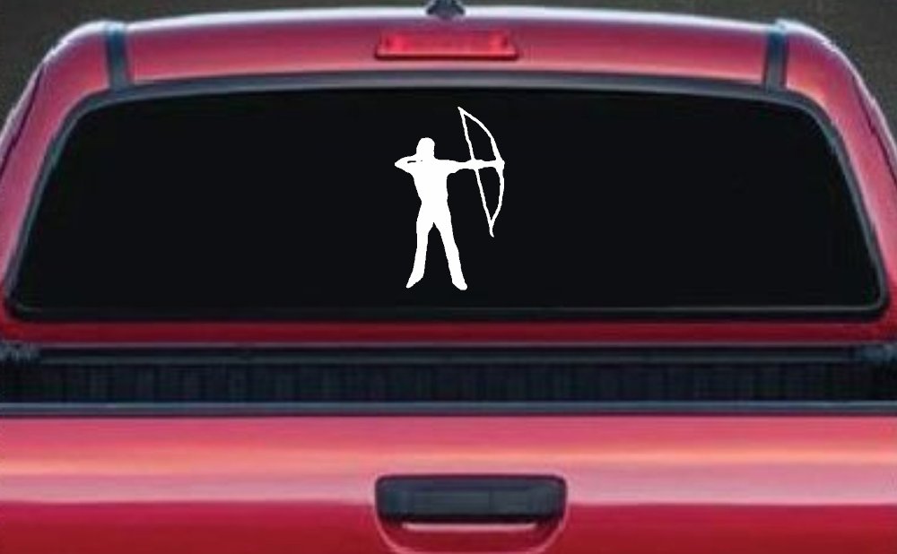 Bow Hunter Hunting Car or Truck Window Decal Sticker (White)