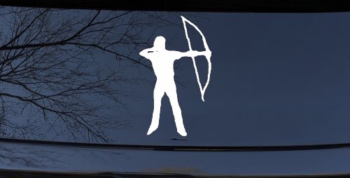 Bow Hunter Hunting Car or Truck Window Decal Sticker (White)