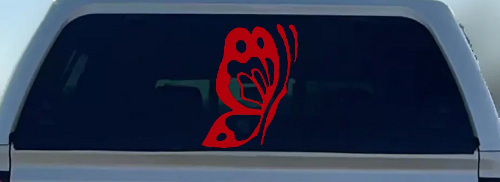 Butterfly Side Butterflies Car or Truck Window Decal Sticker (Red)