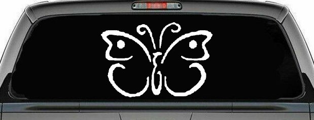 Butterfly Butterflies Car or Truck Window Decal Sticker (White)