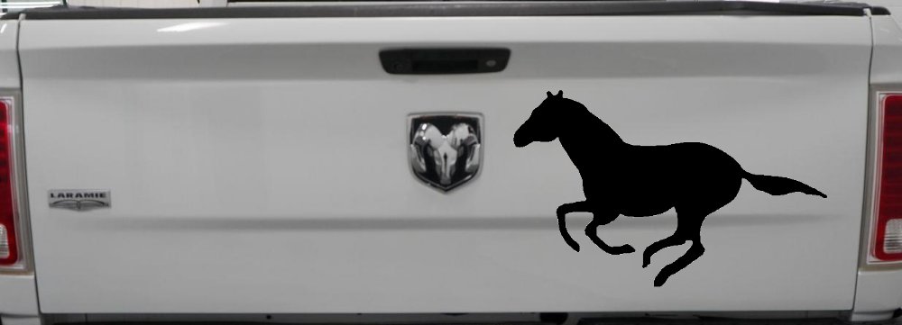 Horse Mustang Running Western Farm Ranch Rodeo Car or Truck Window Decal Sticker (Black)