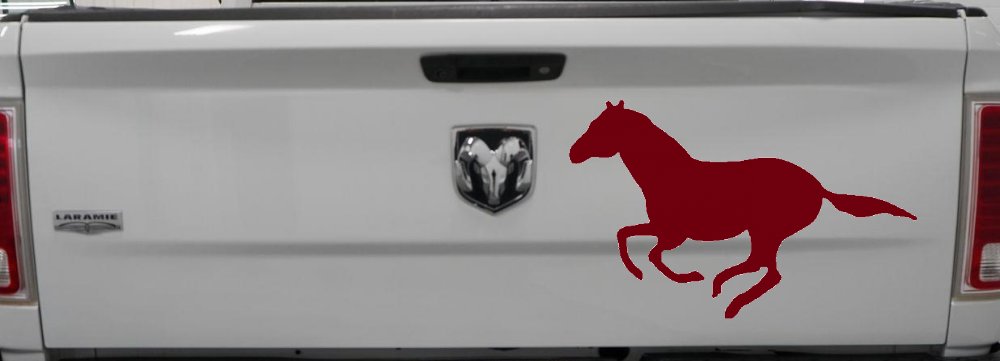Horse Mustang Running Western Farm Ranch Rodeo Car or Truck Window Decal Sticker (Burgundy)